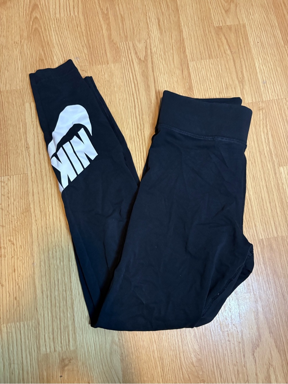 Nike Black Leggings with White Swoosh and Logo